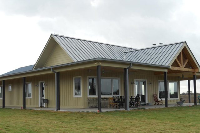 Guest casita with timber gable and wraparound porch at Ranches of Clear Creek