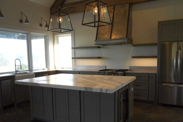 Casita kitchen with large island and custom cabinets