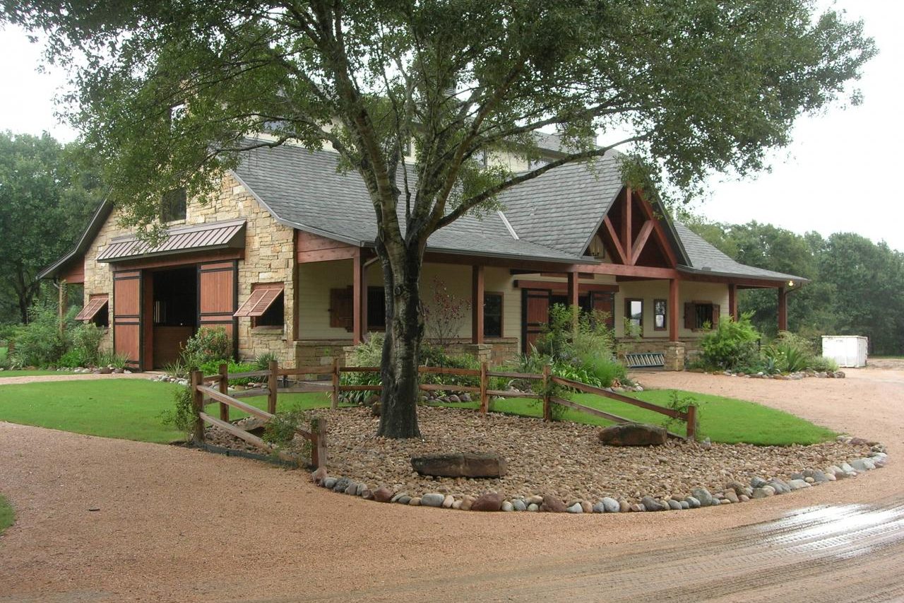 Cypress Stable seen from the drive under the oaks