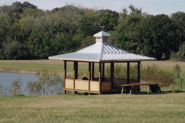 Gazebo on a pond built by Cross Creek
